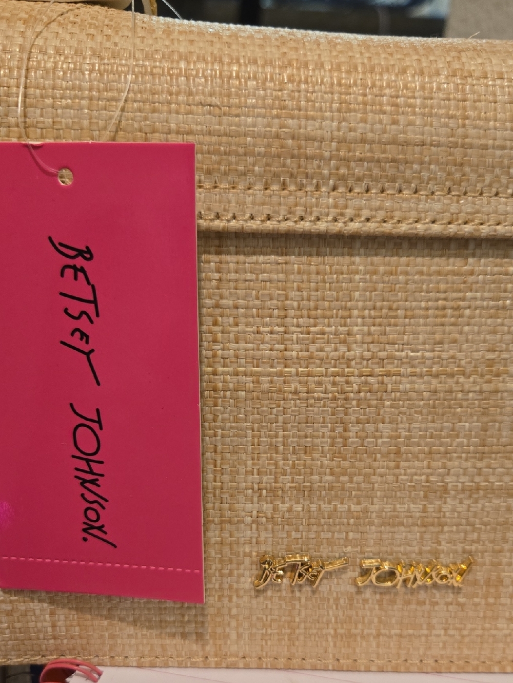 Betsey Johnson Straw Crossbody with Pastel Floral Appliqués Nwt - Picture 5 of 5